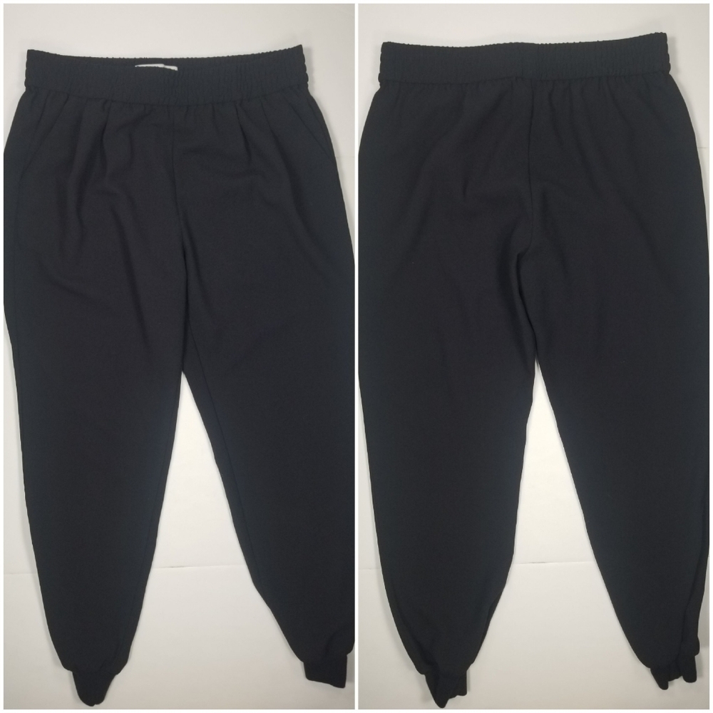 Joie Jogger Trouser Pant Sz M High Rise Relax Black Pockets Women's
